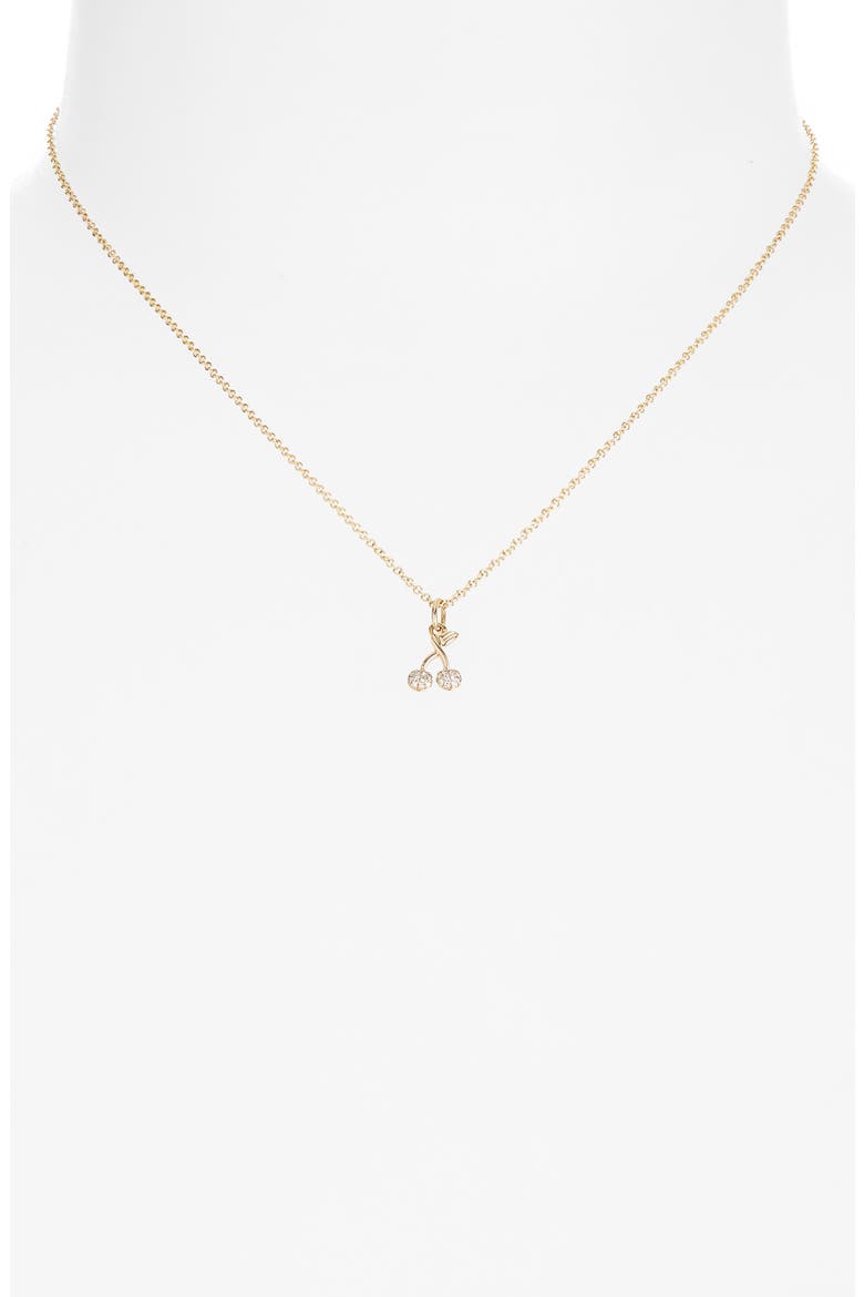 Diamond Mini Cherry Pendant Necklace, Alternate, color, 14K YELLOW GOLD