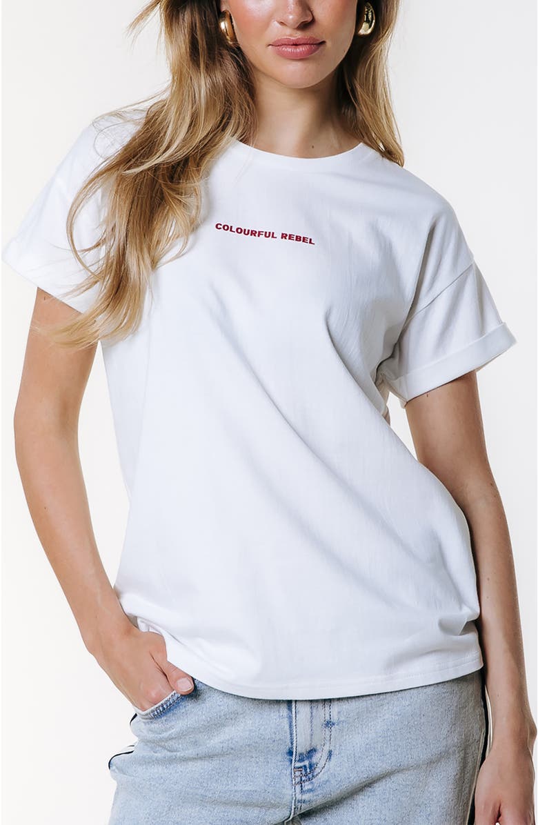 Colourful Rebel Uni Logo Boxy Tee, Main, color, White