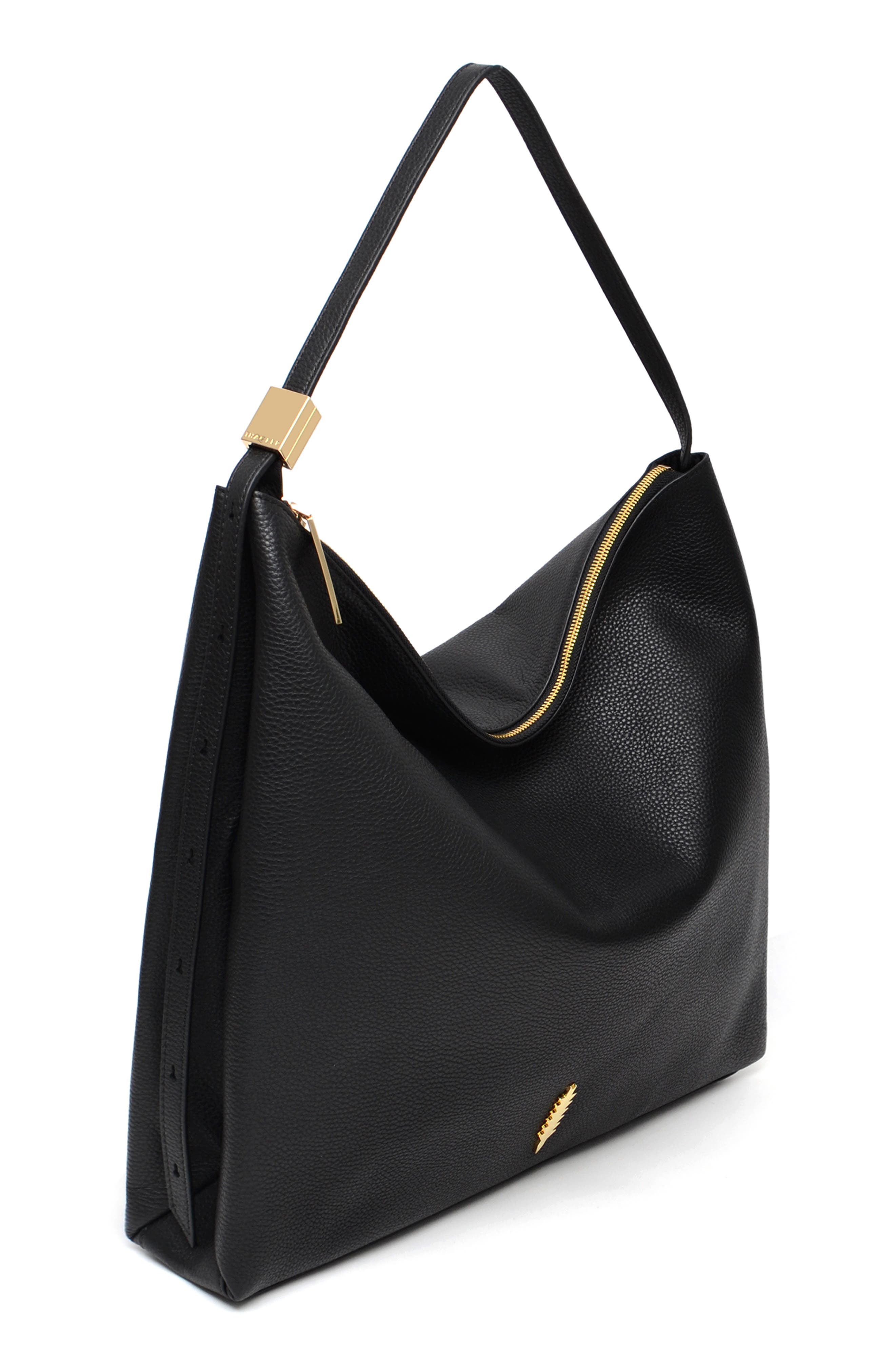 Thacker Gina Leather Shoulder Bag, Alternate, color, Black