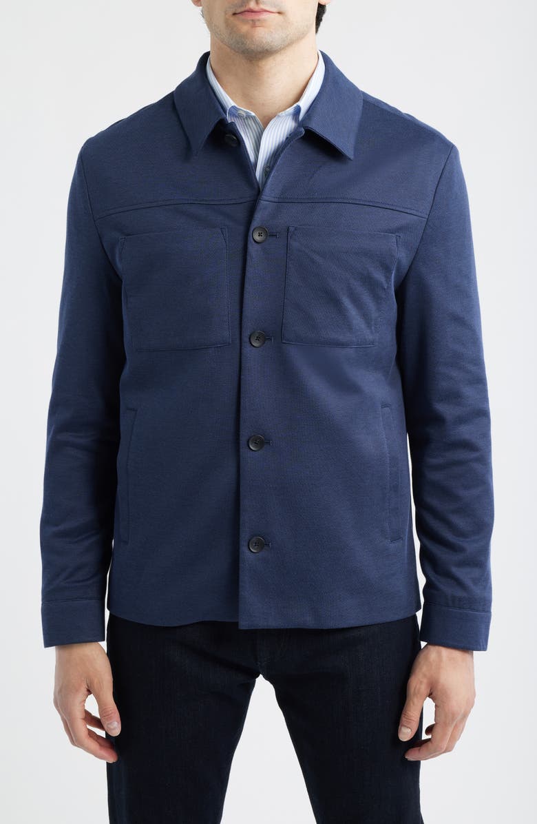 Johnston & Murphy XC Flex Pinnacle Shirt Jacket, Alternate, color, Navy Birdseye