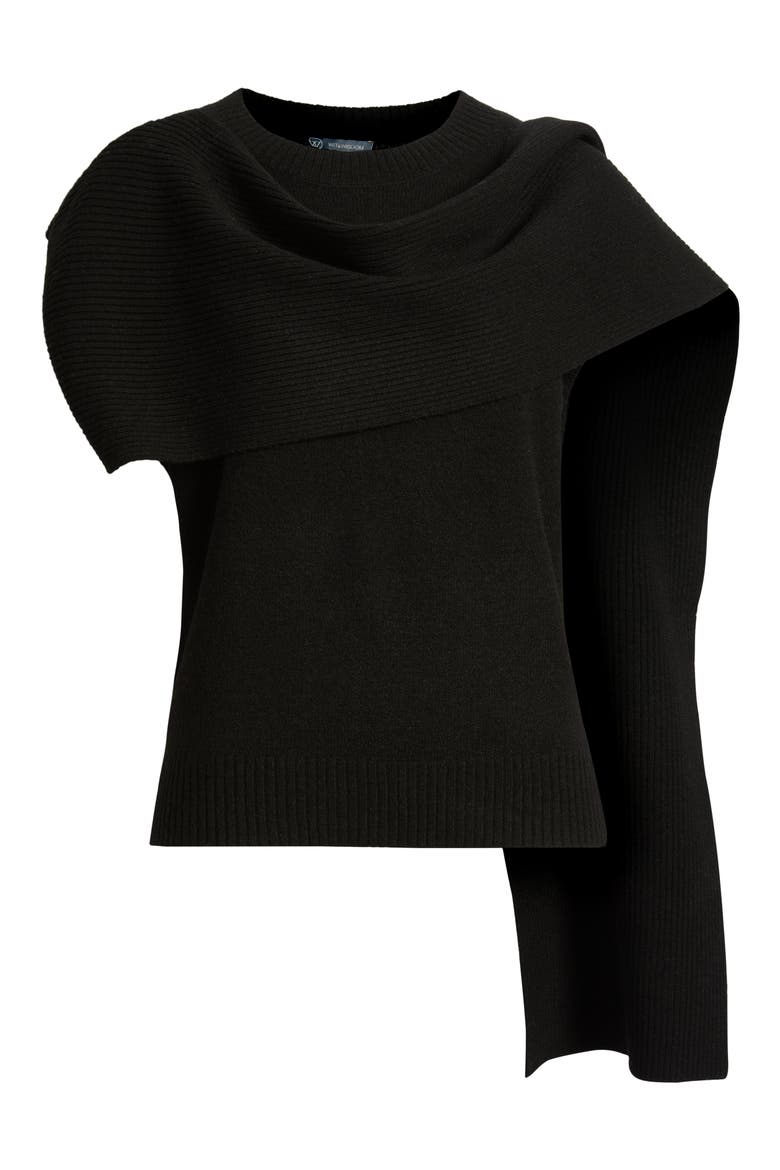 Scarf Sweater, Alternate, color, BLACK