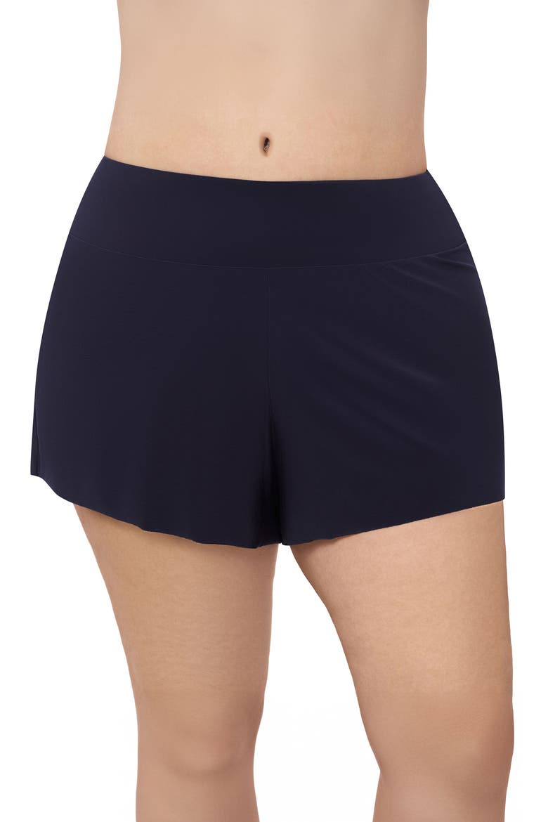 Plus Size High Waist Beach Short Swimsuit Bottom, Main, color, True Navy