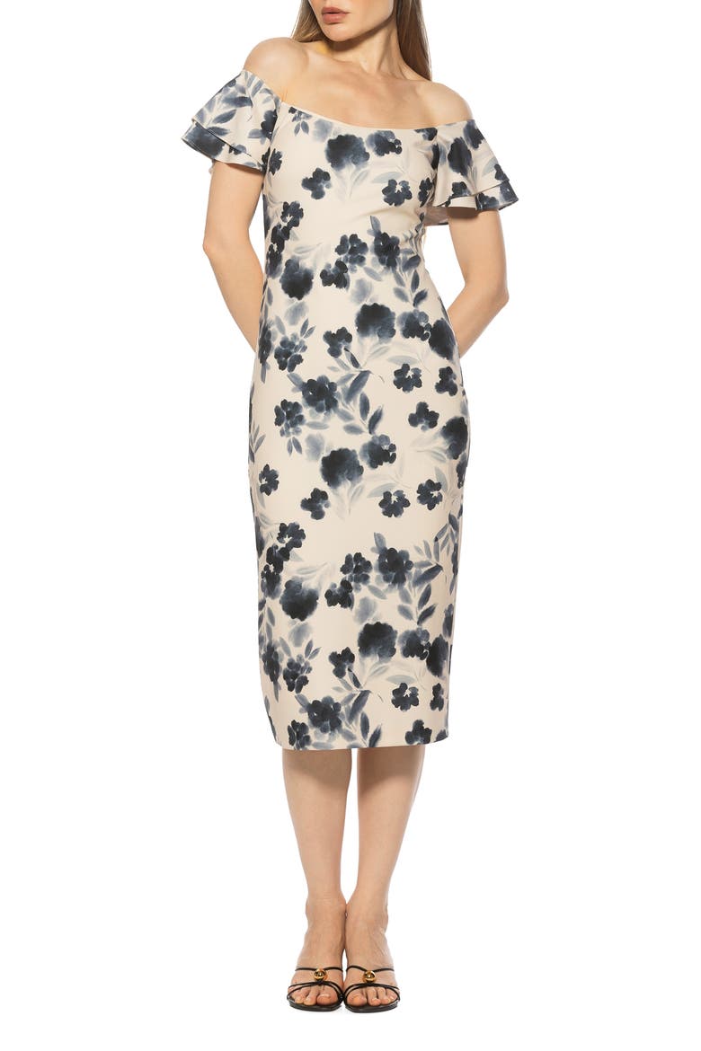 Winston Off the Shoulder Body-Con Midi Dress, Main, color, WATERCOLOR FLORAL