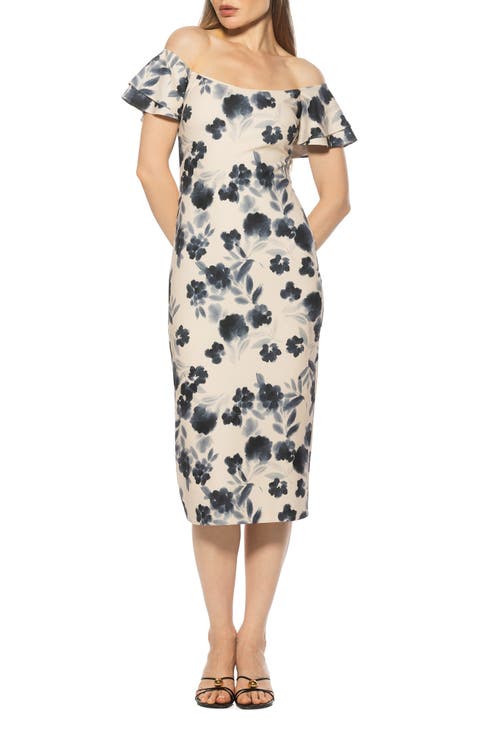 Winston Off the Shoulder Body-Con Midi Dress