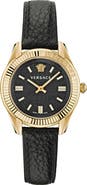 Versace Greca Time Leather Strap Watch, 35mm