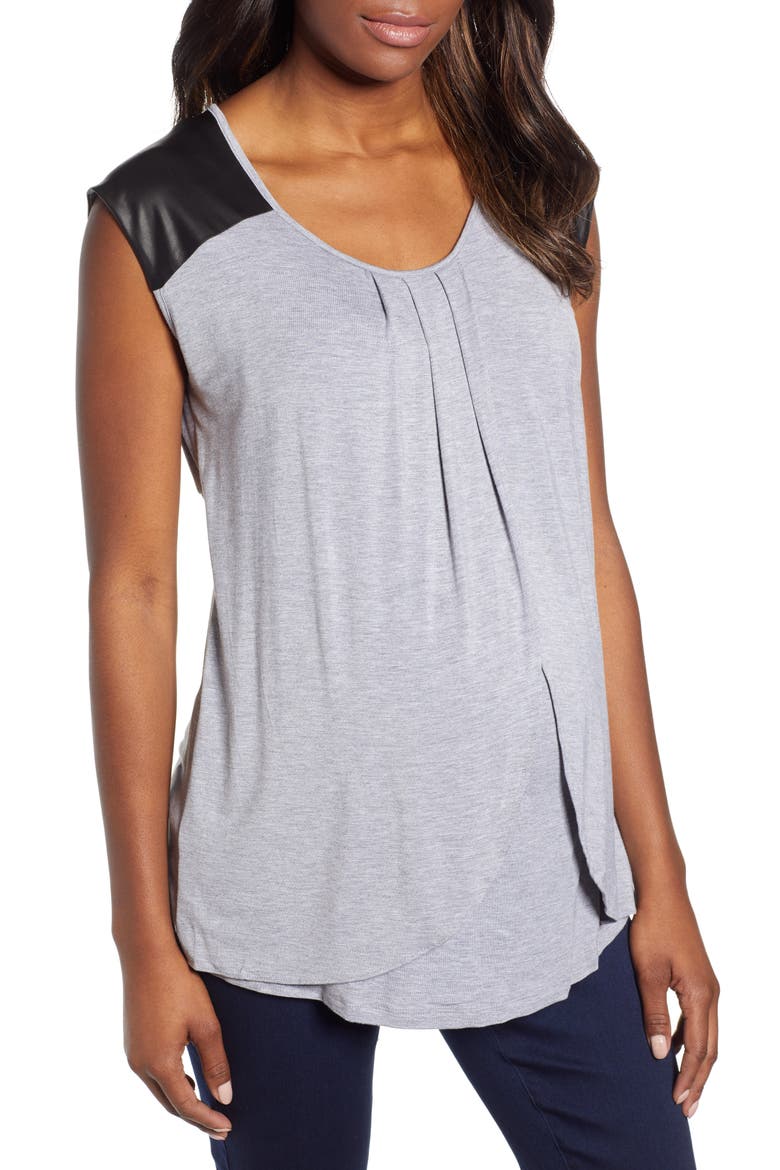 Petal Maternity/Nursing Top, Main, color, GREY