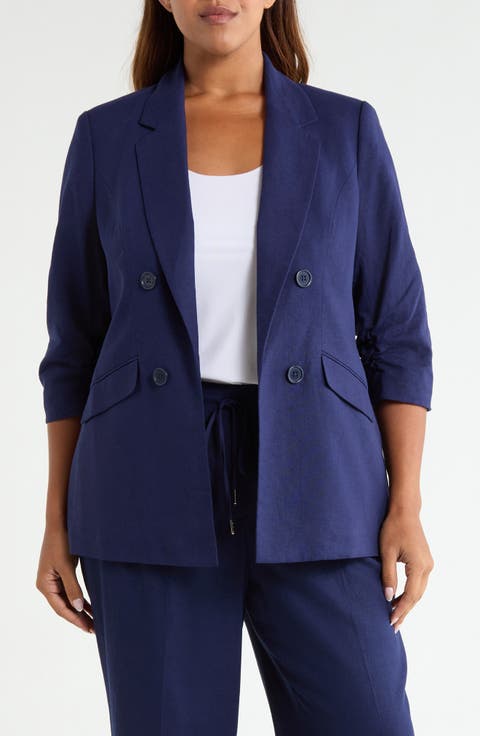 Open Front Linen Blend Jacket