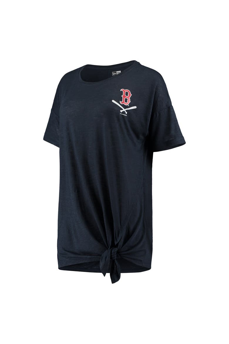 Women's New Era Navy Boston Red Sox Slub Jersey Scoop Neck Side Tie T-Shirt, Alternate, color, Navy