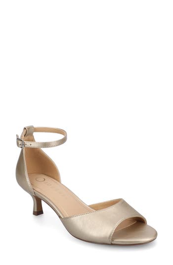 Journee Collection Women's Jezzie Peep Toe Kitten Heel Dress Sandals In Champagne