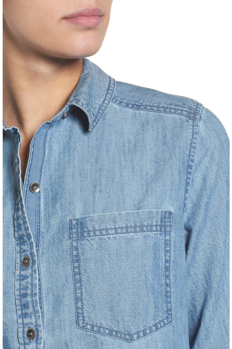 Button Front Chambray Shirt, Alternate, color, CHAMBRAY