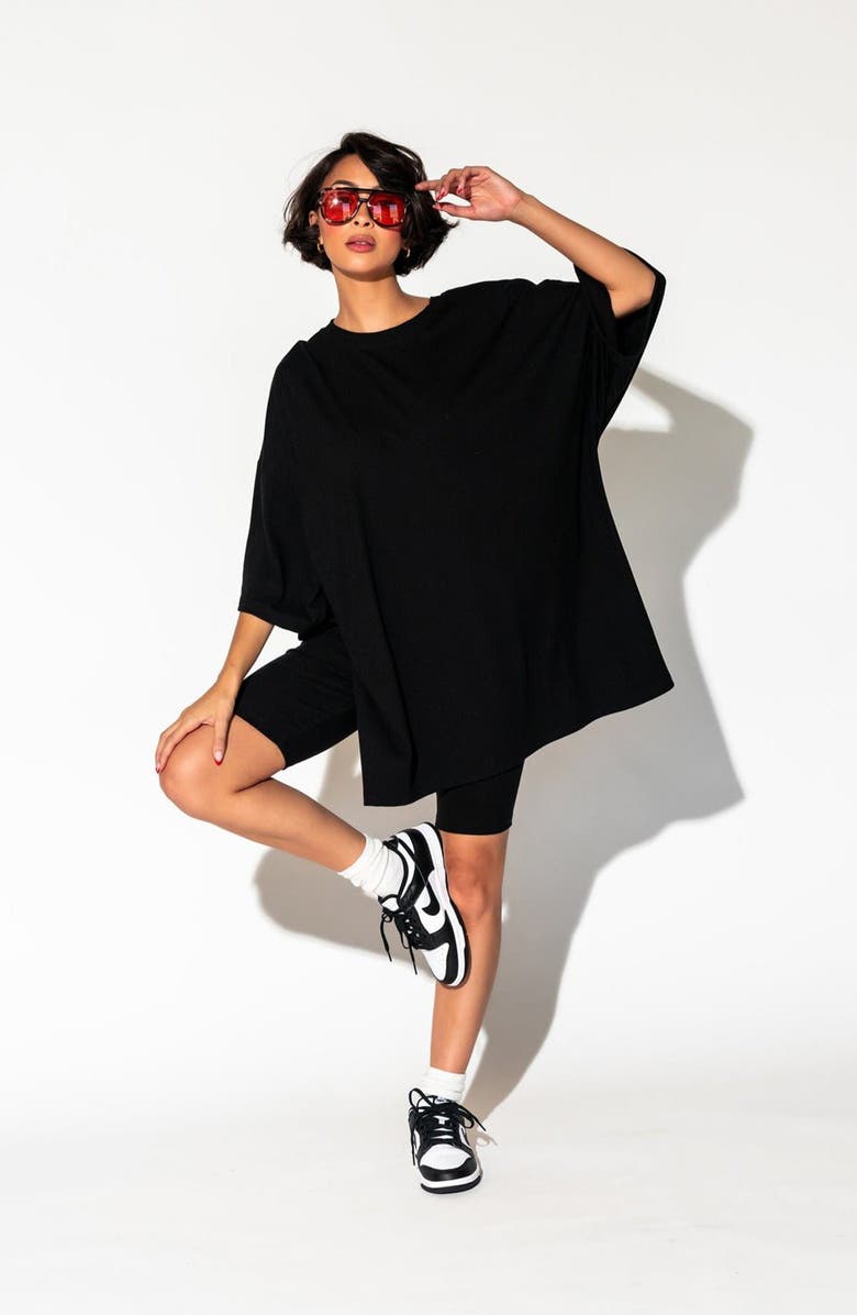 Dressed in Lala Malone Rib Oversize T-Shirt & Shorts, Alternate, color, Black