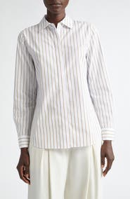 Lafayette 148 New York Hayward Stripe Cotton Button-Up Shirt