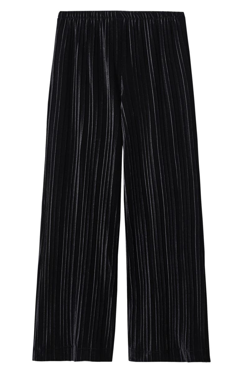 MANGO Pleated Velvet Wide Leg Pants, Alternate, color, 