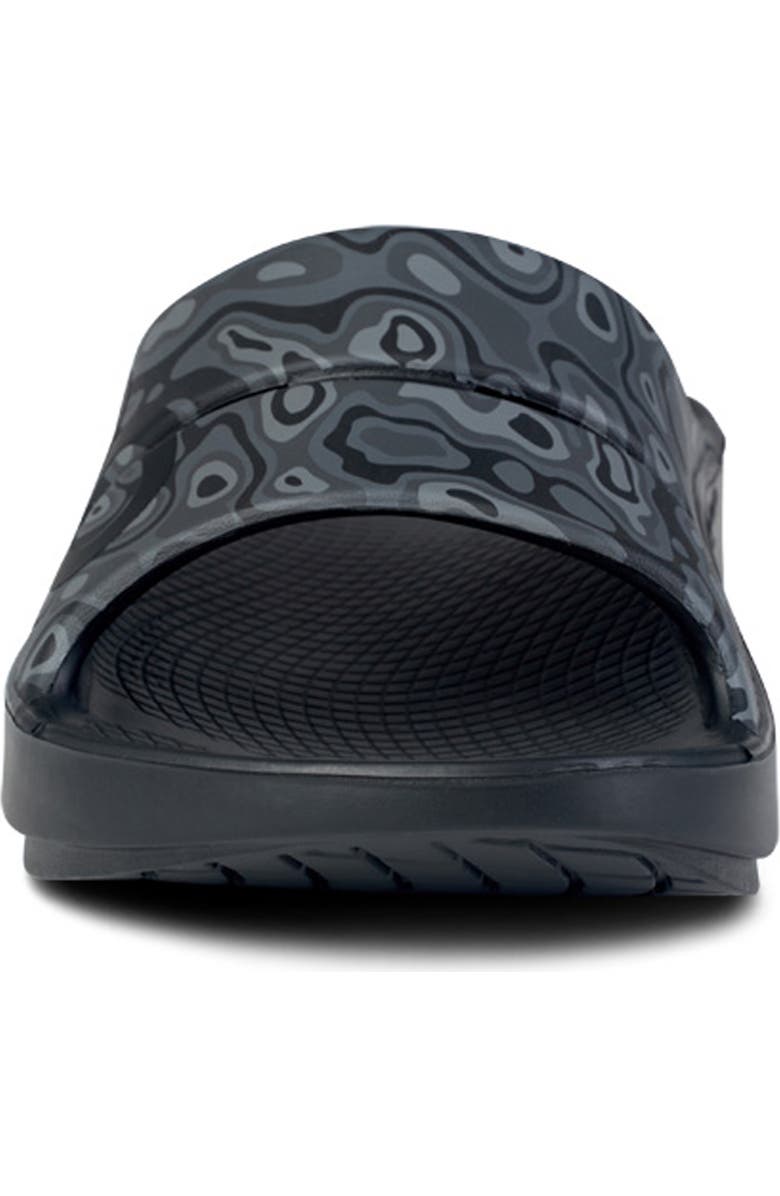 Oofos Gender Inclusive Ooahh Sport Slide Sandal, Alternate, color, Black/ Black Water Camo