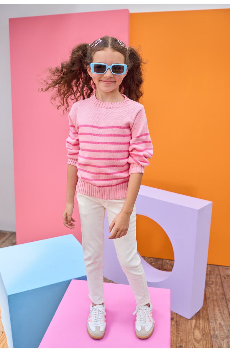 BISBY Kids' Knit Striped Sweater, Alternate, color, Pink