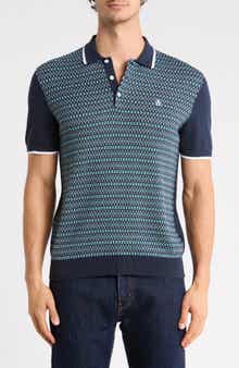 Geometric Jacquard Cotton Sweater Polo