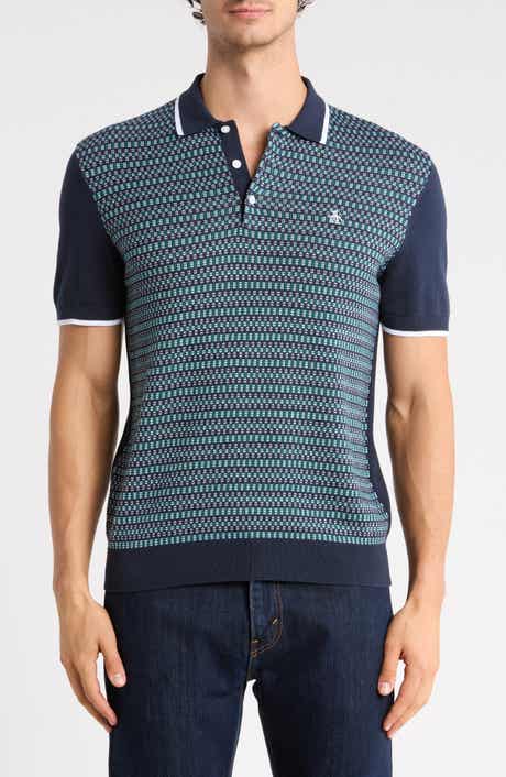 Geometric Jacquard Cotton Sweater Polo
