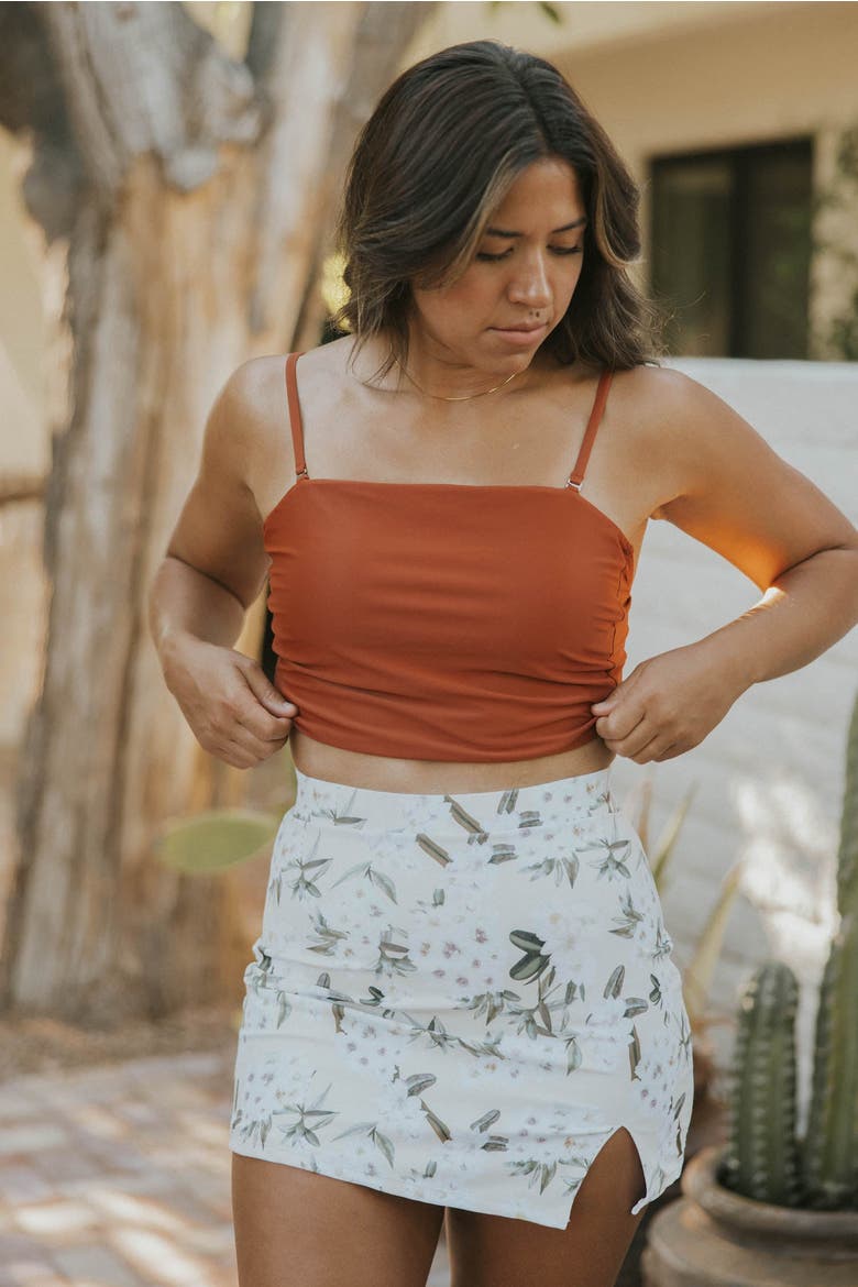Jasmine High Waisted Swim Skirt, Alternate, color, White Floral