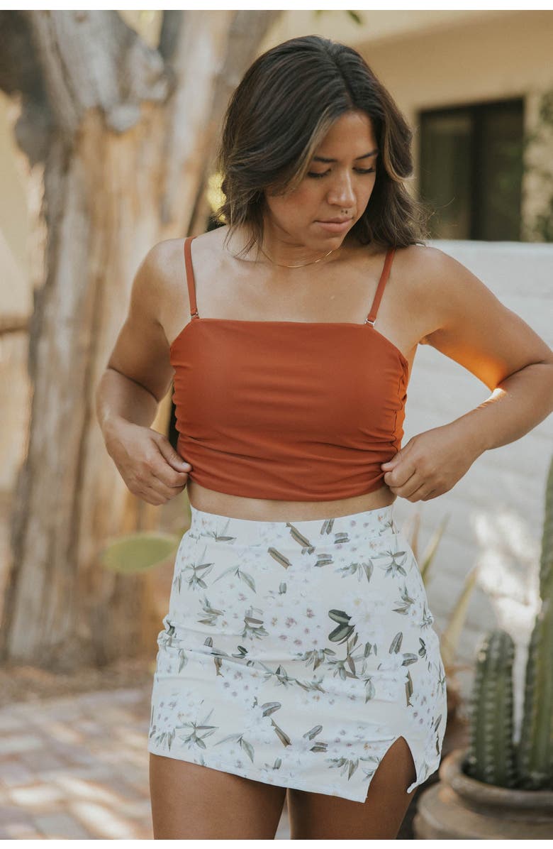 Geode Swimwear Jasmine High Waisted Swim Skirt, Alternate, color, White Floral
