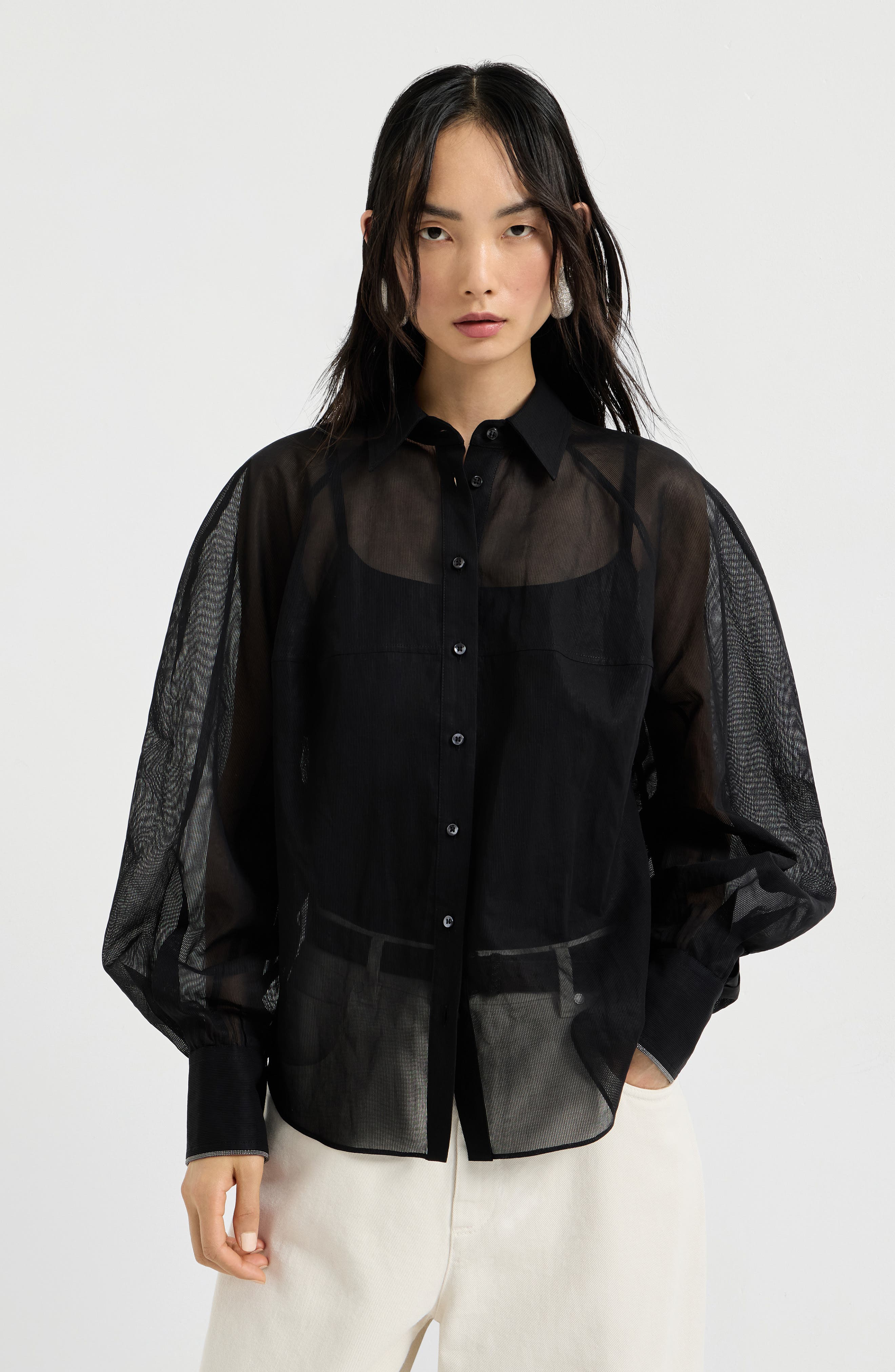Striped organza shirt