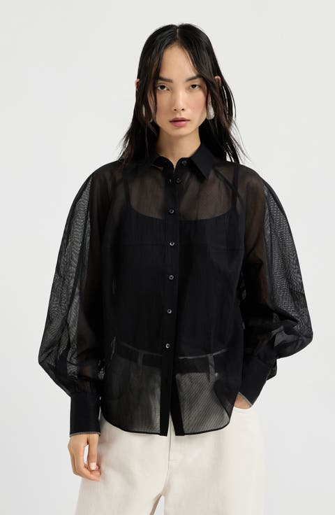 Striped organza shirt