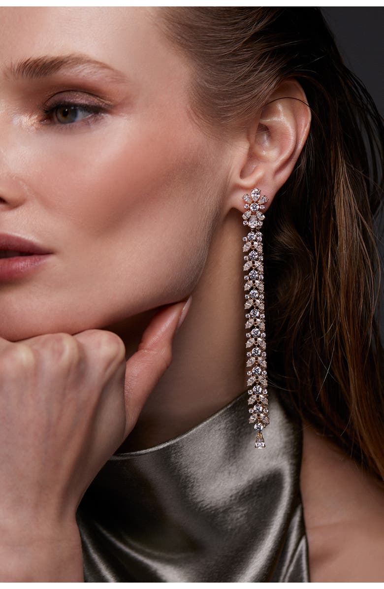 Nadri Starlet Extra Long Linear Drop Earrings, Alternate, color, Gold