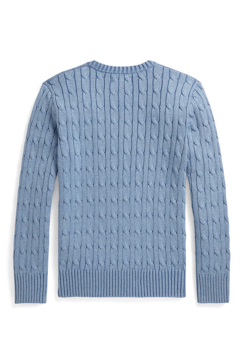 Kids' Cable Stitch Sweater, Alternate, color, BLUE HEATHER
