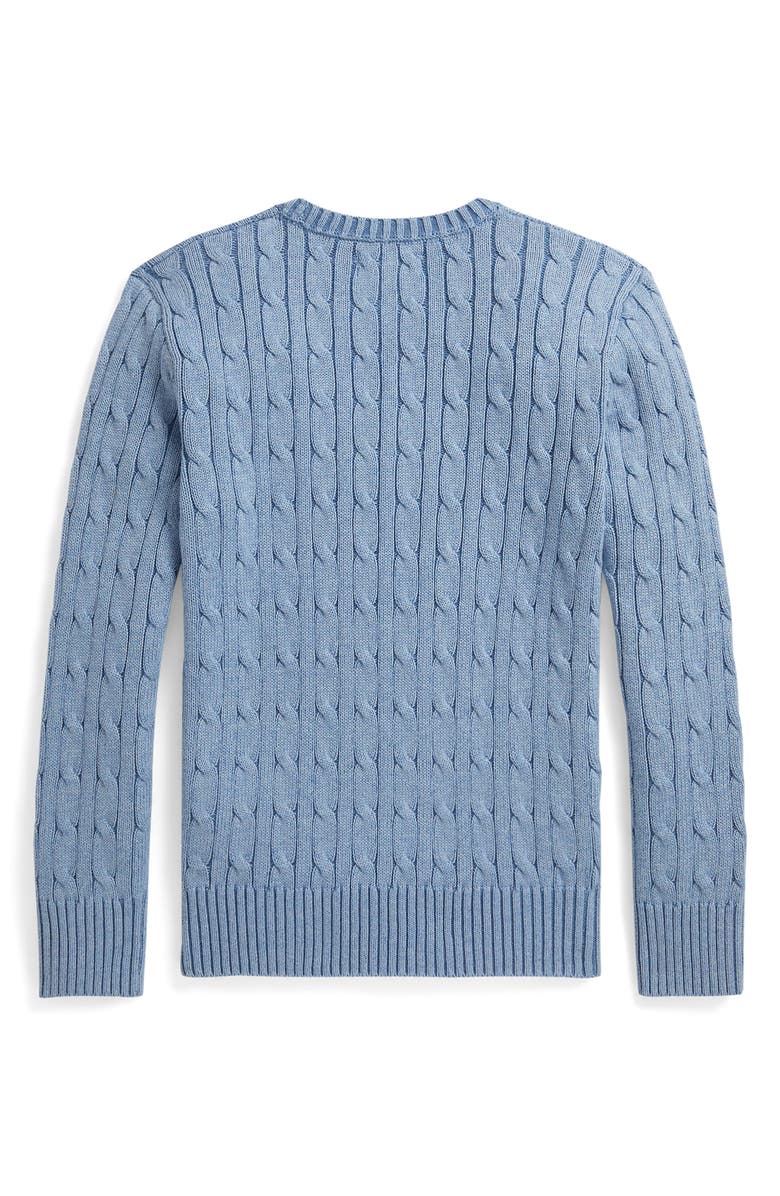Polo Ralph Lauren Kids' Cable Stitch Sweater, Alternate, color, Blue Heather