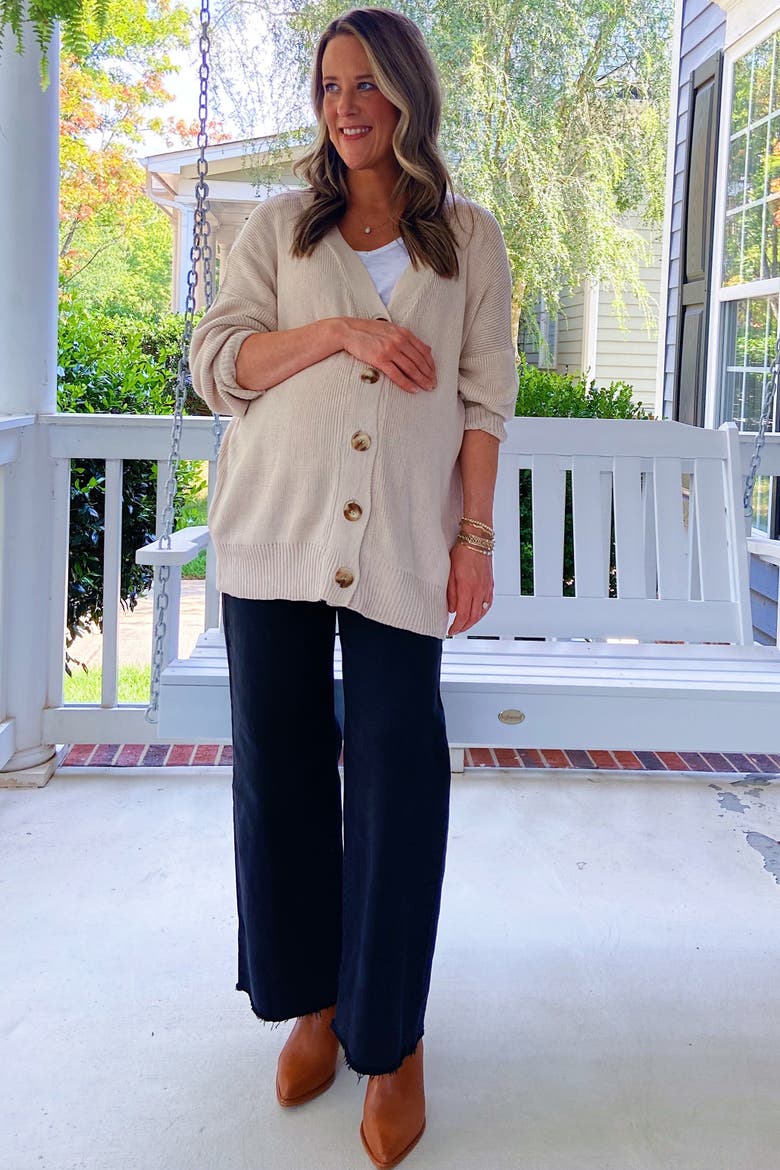 Basic Ribbed Cardigan Sweater, Alternate, color, Cream