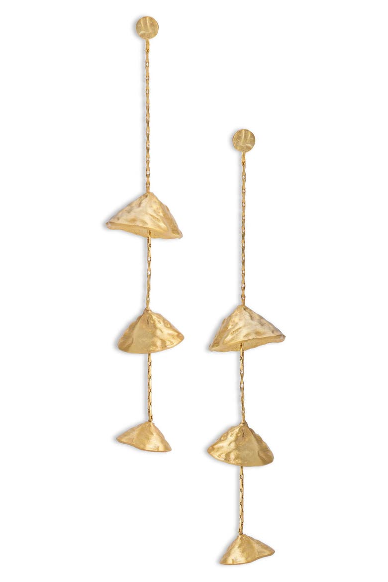 Rani Hammered Linear Drop Earrings, Main, color, GOLD