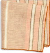 CLIFTON WILSON Stripe Linen Pocket Square