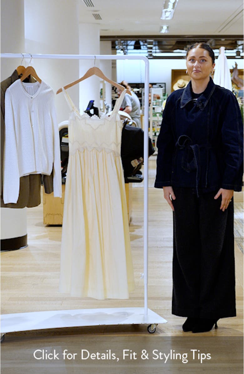 Embroidered Sleeveless Cotton Midi Dress, sales video thumbnail