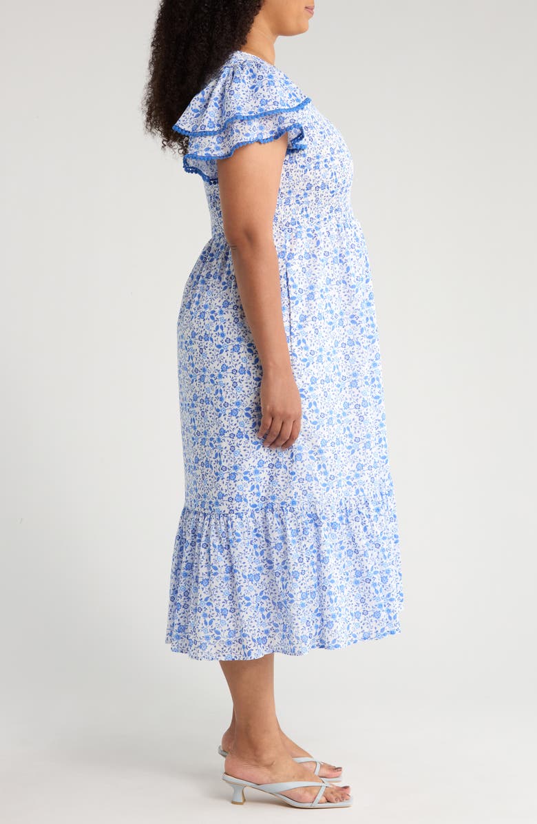 SUGARLIPS Maisie Floral Midi Dress, Alternate, color, White/ Blue Combo