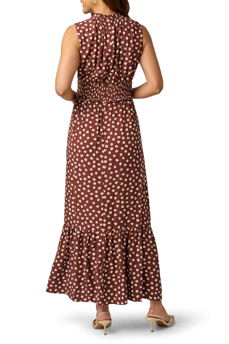 Print Smocked Waist Maxi Dress, Alternate, color, BROWN/ ECRU