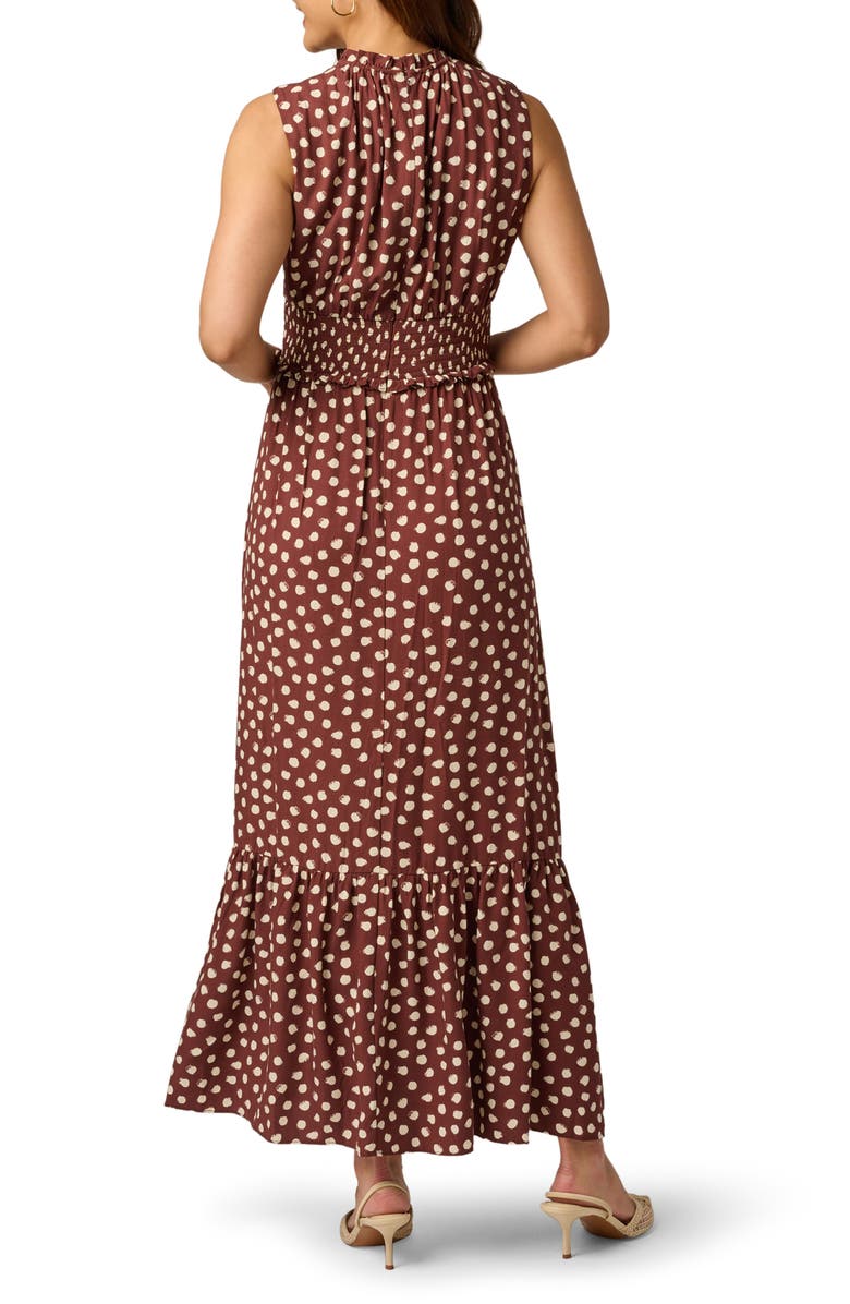 Adrianna Papell Print Smocked Waist Maxi Dress, Alternate, color, Brown/ Ecru