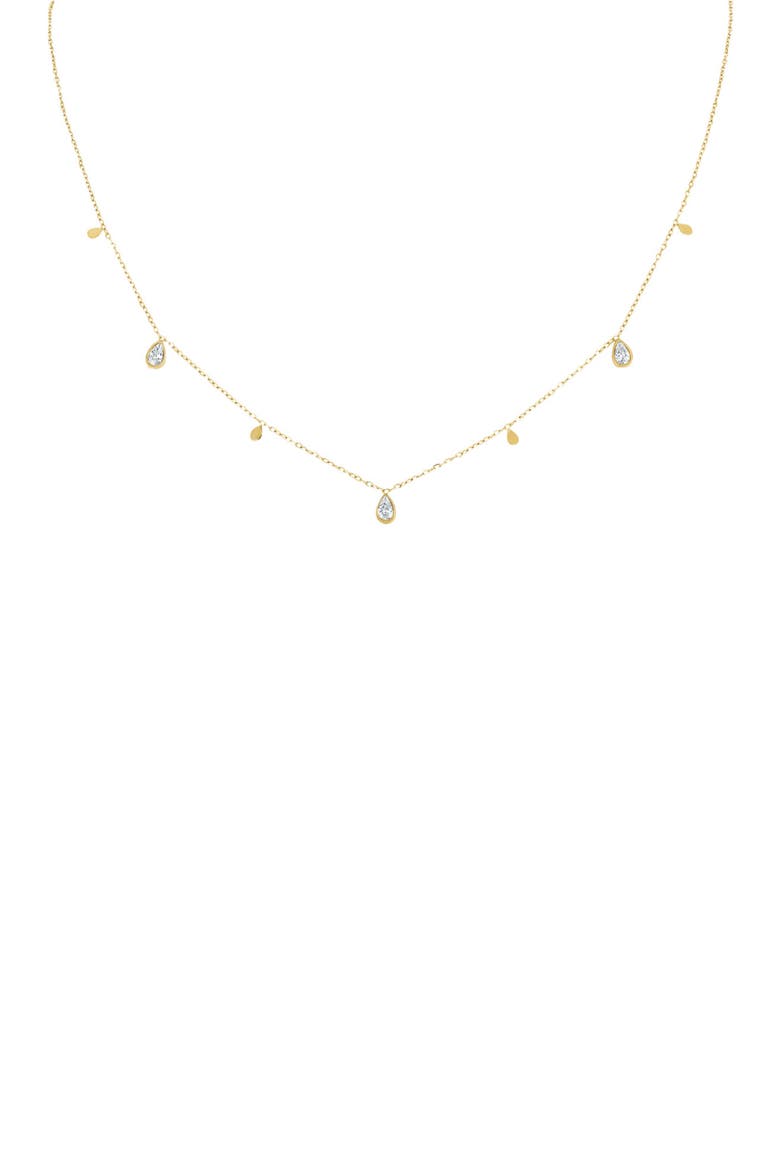 Pear Cubic Zirconia Charm Necklace, Main, color, Gold