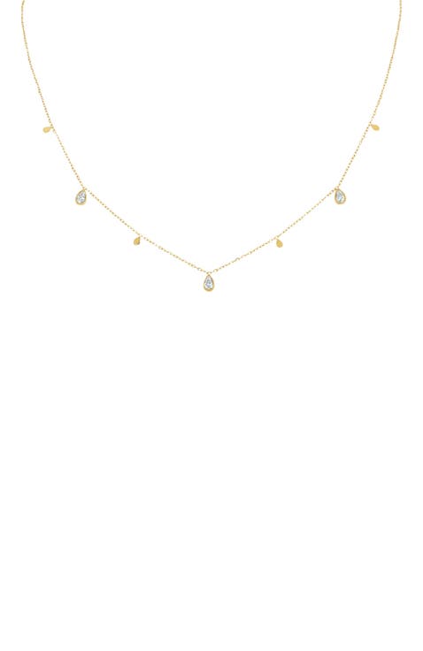 Pear Cubic Zirconia Charm Necklace