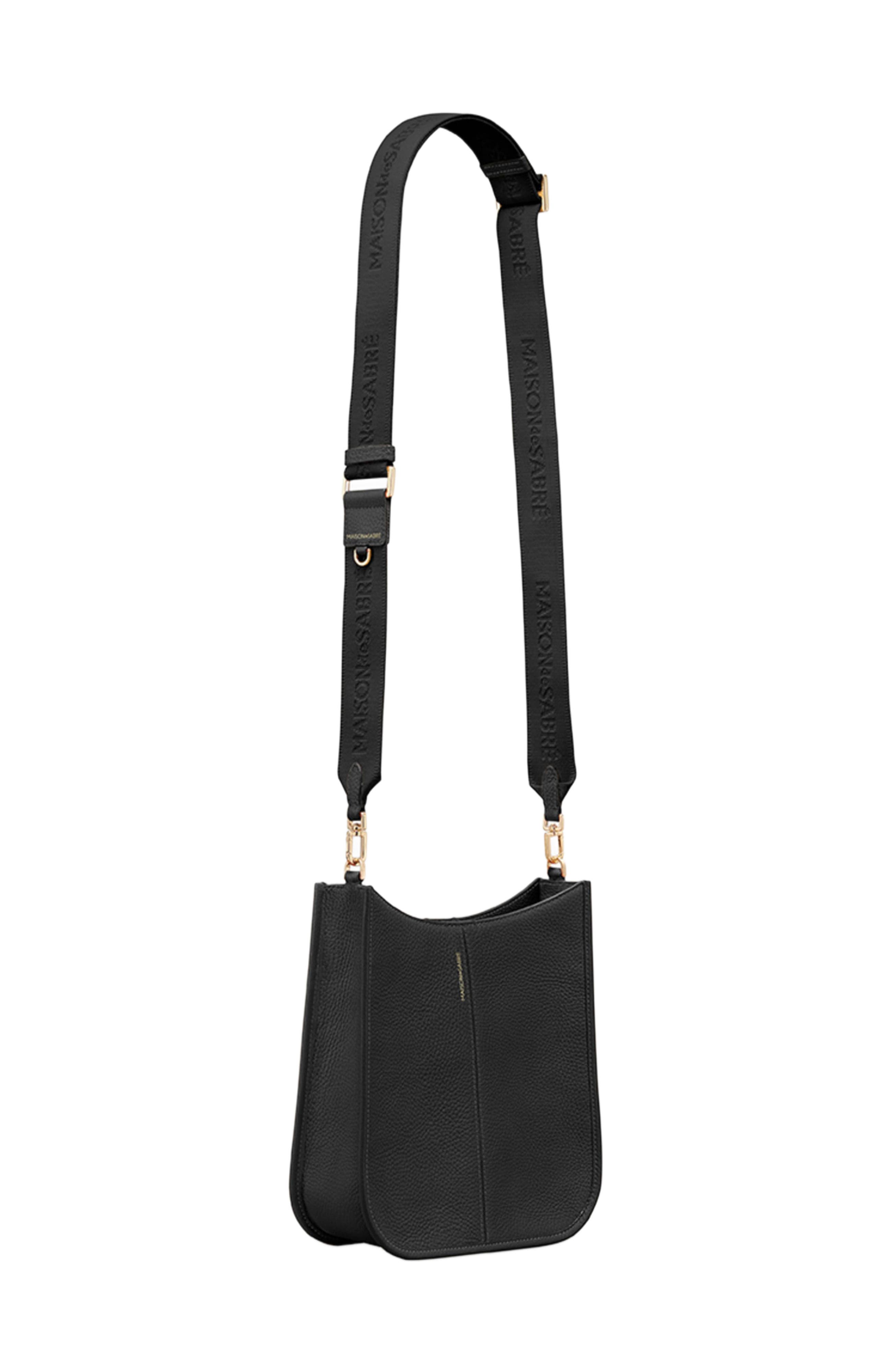 MAISON de SABRÉ Leather Saddle Bag, Alternate, color, Black Caviar