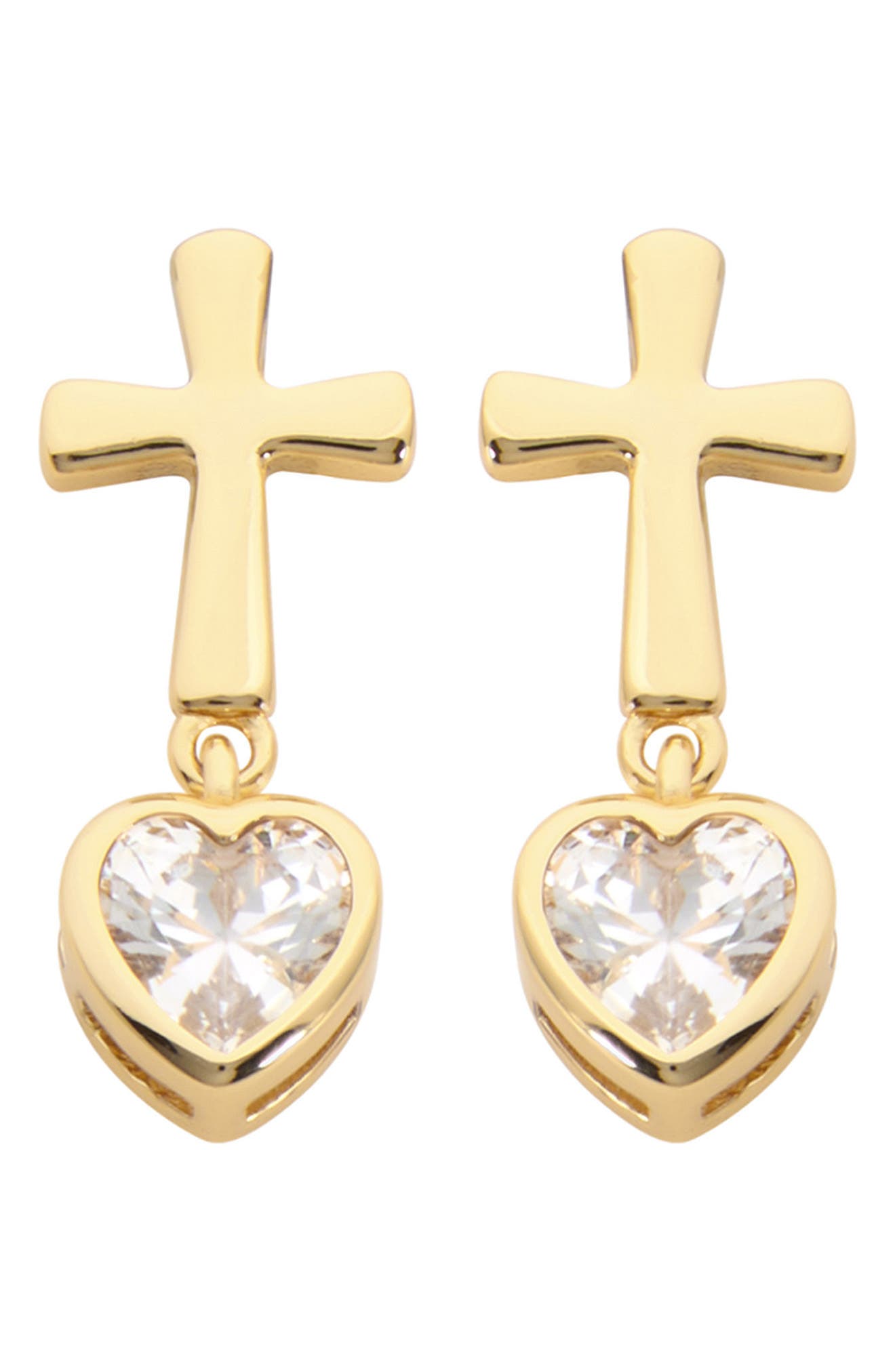 Cross Cubic Zirconia Heart Drop Earrings