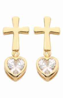 Cross Cubic Zirconia Heart Drop Earrings