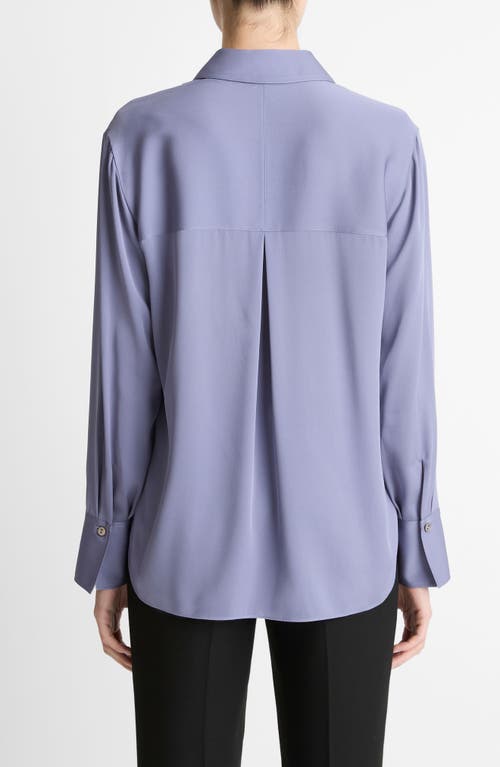 Vince Stretch Silk Button-up Shirt In Purple