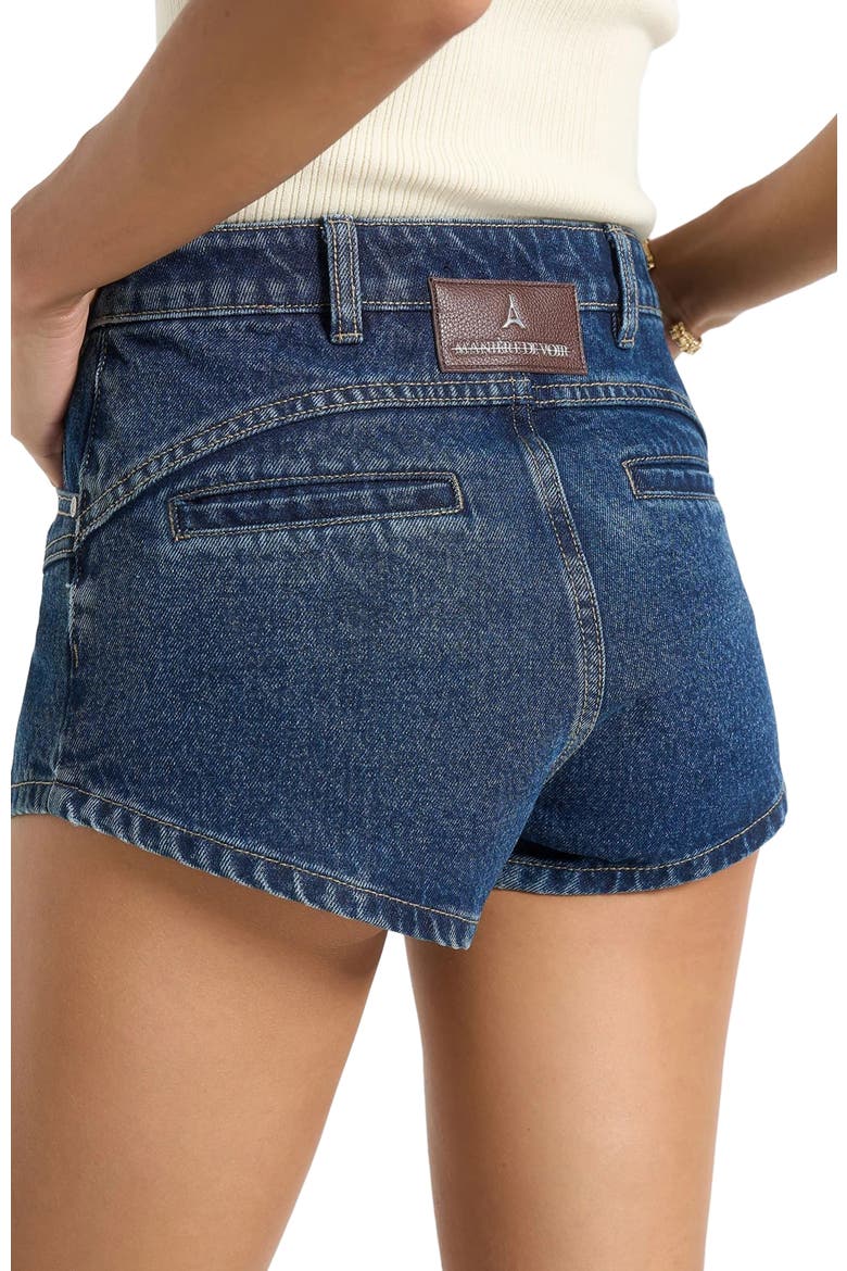 Lore Contour Denim Mini Shorts, Alternate, color, Indigo