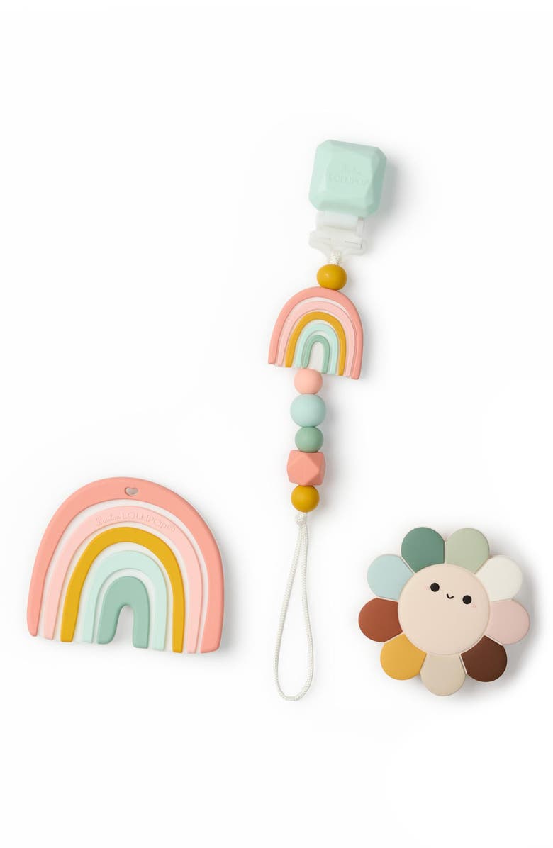 Loulou Lollipop Silicone Teether & Pacifier Clips Set, Main, color, 