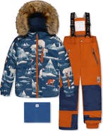 Deux par Deux Play Faux Fur Hood Bear Jacket & Pants Two Piece Snowsuit
