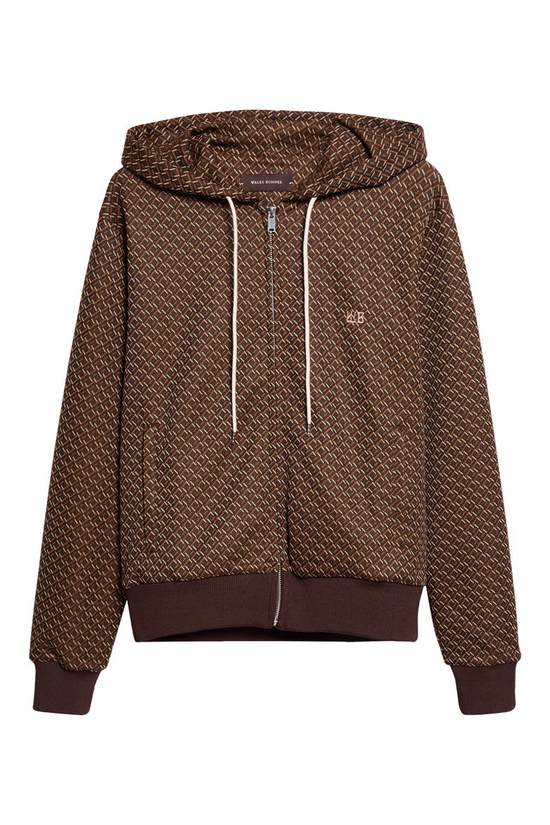 Hooded Jacquard Track Jacket, Alternate, color, BROWN/ CARAMEL/ CAMEL