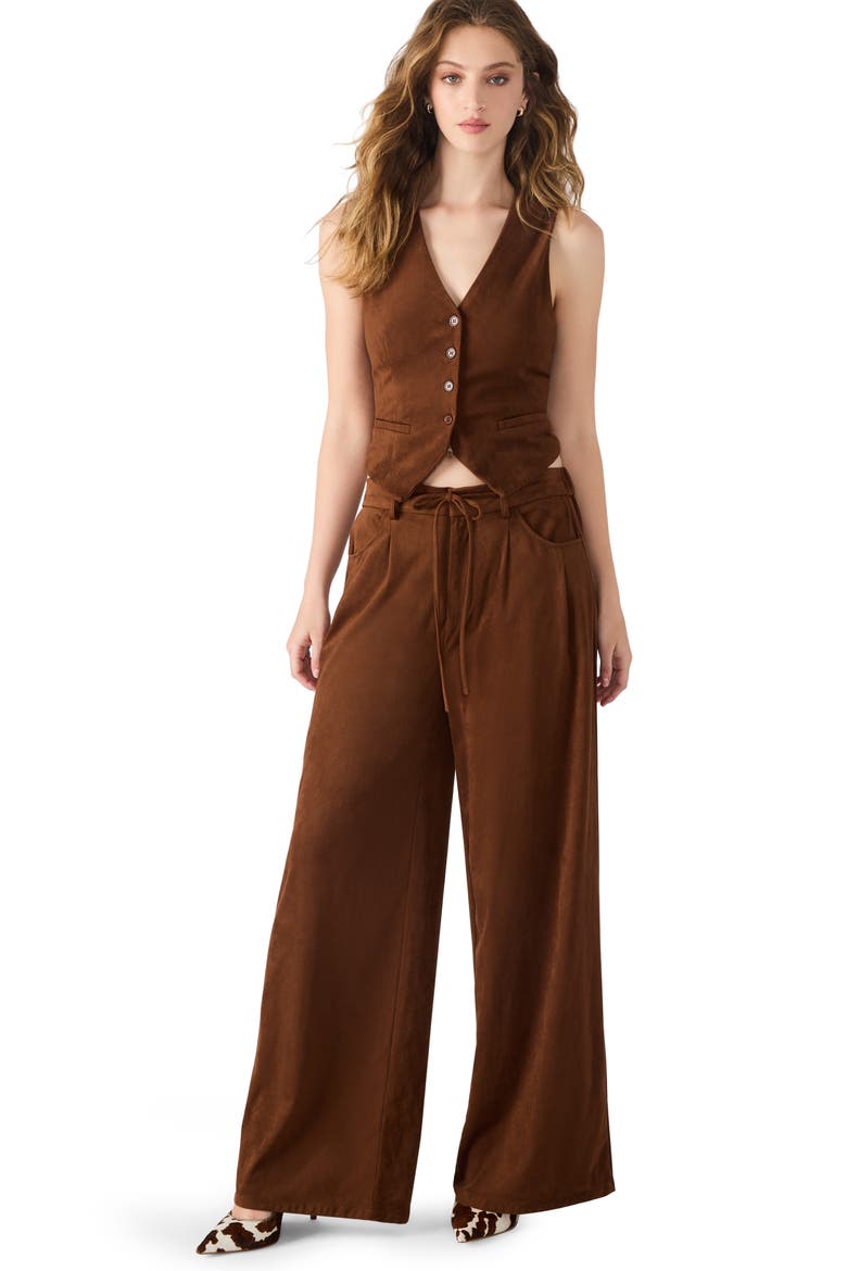 Alysia Faux Suede Drawstring Pants, Alternate, color, CHICORY COFFEE