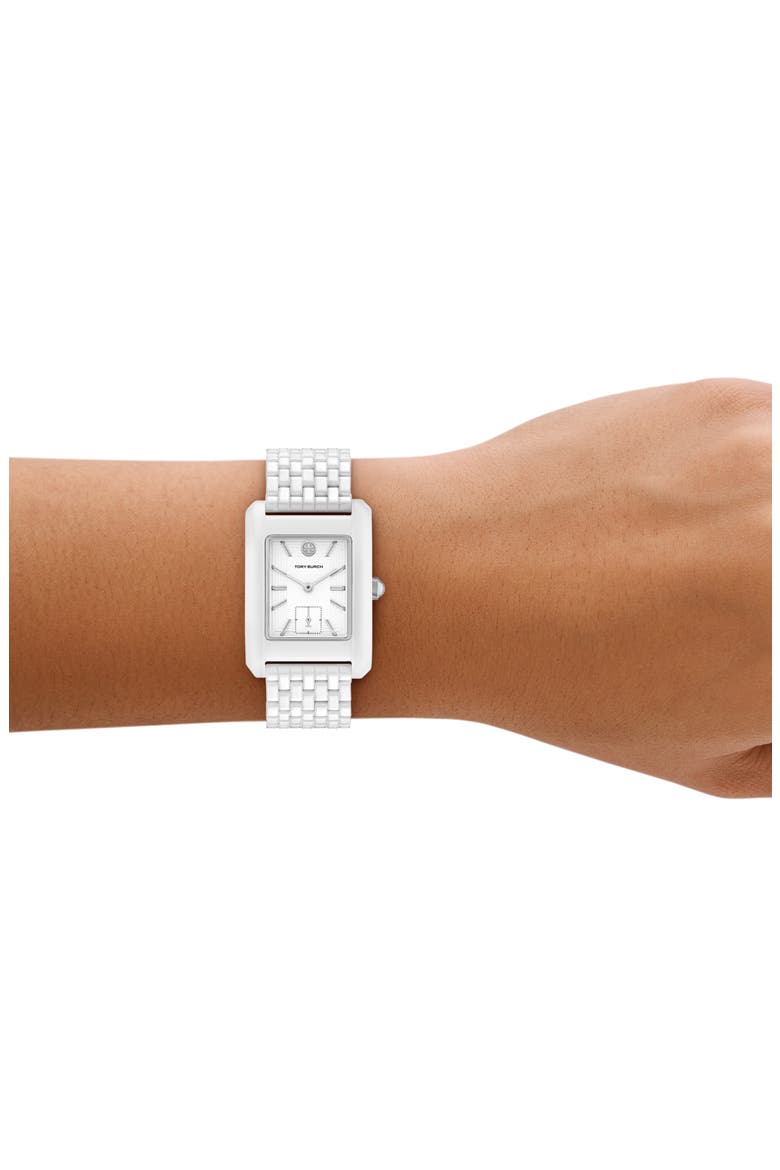 The Eleanor Ceramic Bracelet Watch, 26mm x 38mm, Alternate, color, WHITE