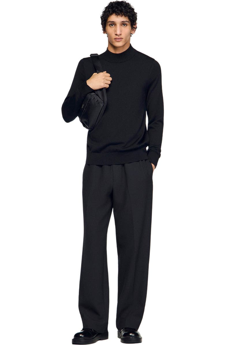 SANDRO Technical fabric shoulder bag, Alternate, color, Black