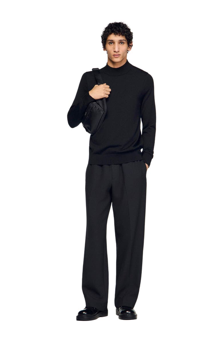 SANDRO Wool sweater with high neck, Alternate, color, Black