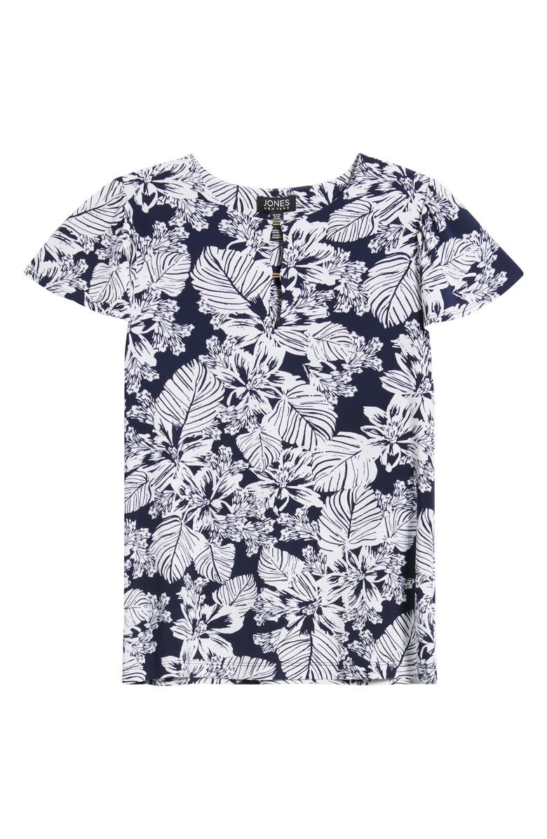 Jones New York Front Print Flutter Sleeve Top, Alternate, color, 